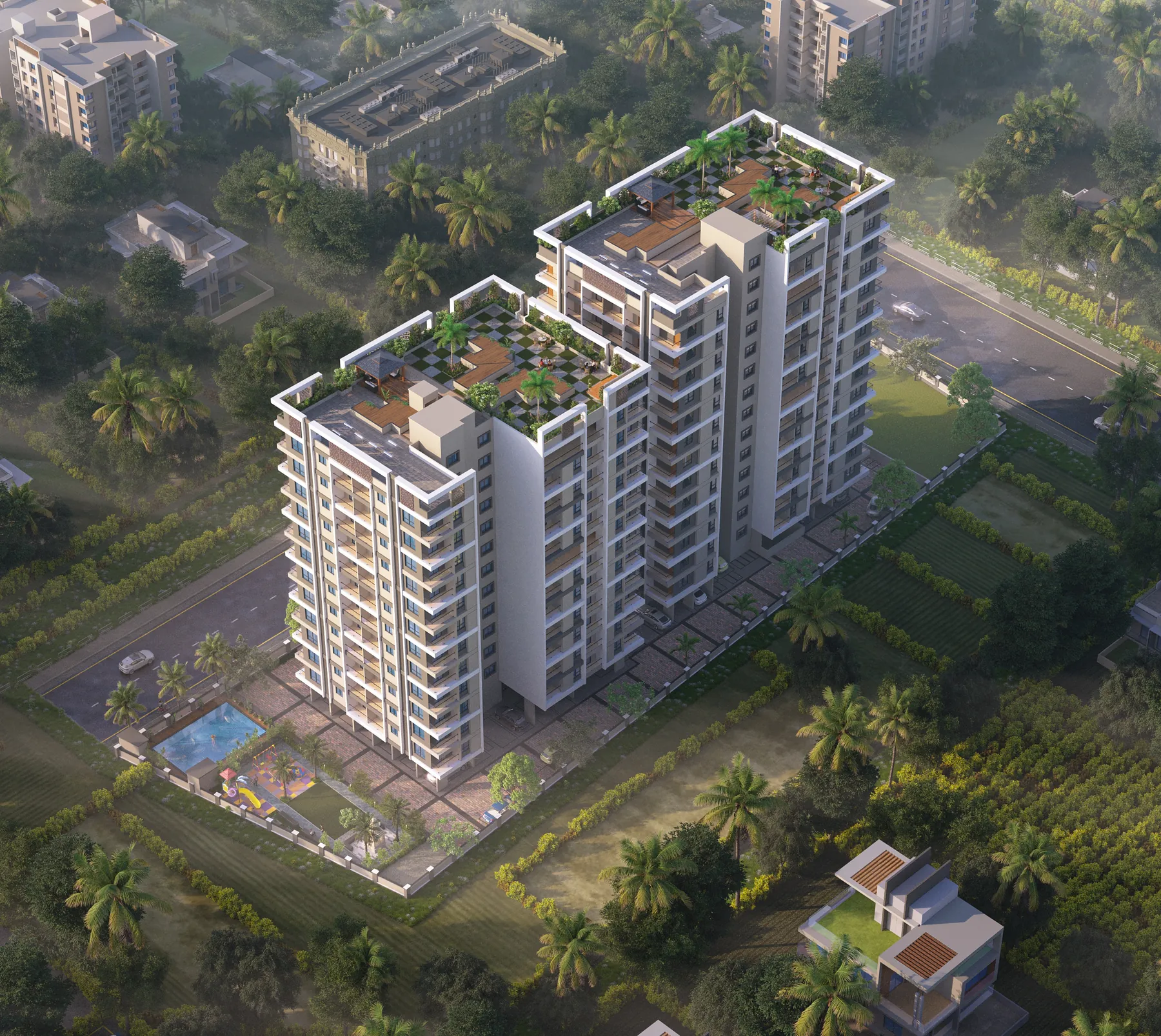 Aerial view of Indu Aspire Enclave