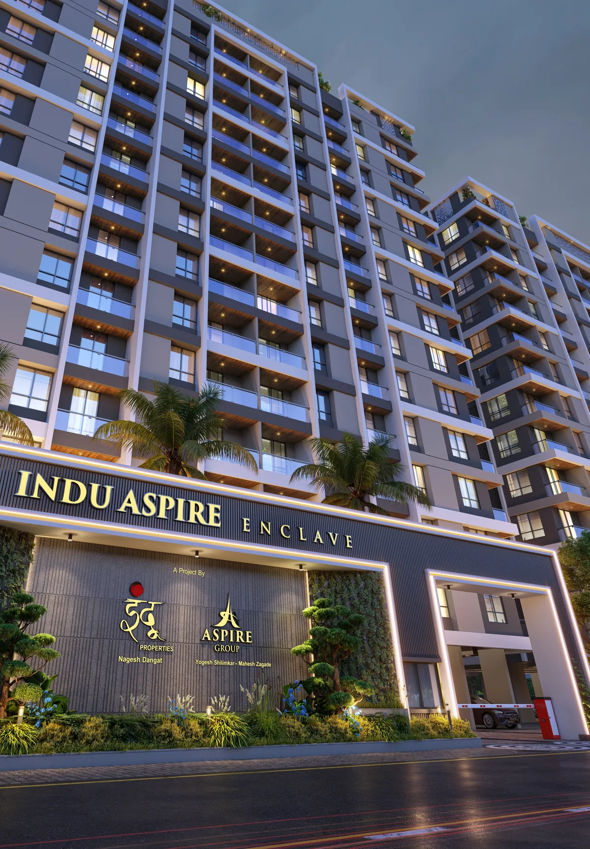 Indu Aspire Enclave entrance and tower elevation