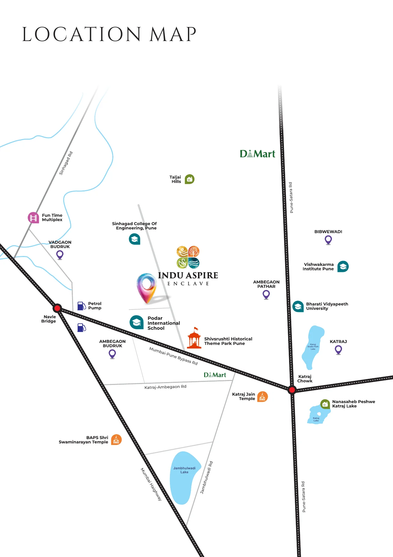 Location map of Indu Aspire Enclave, Ambegaon