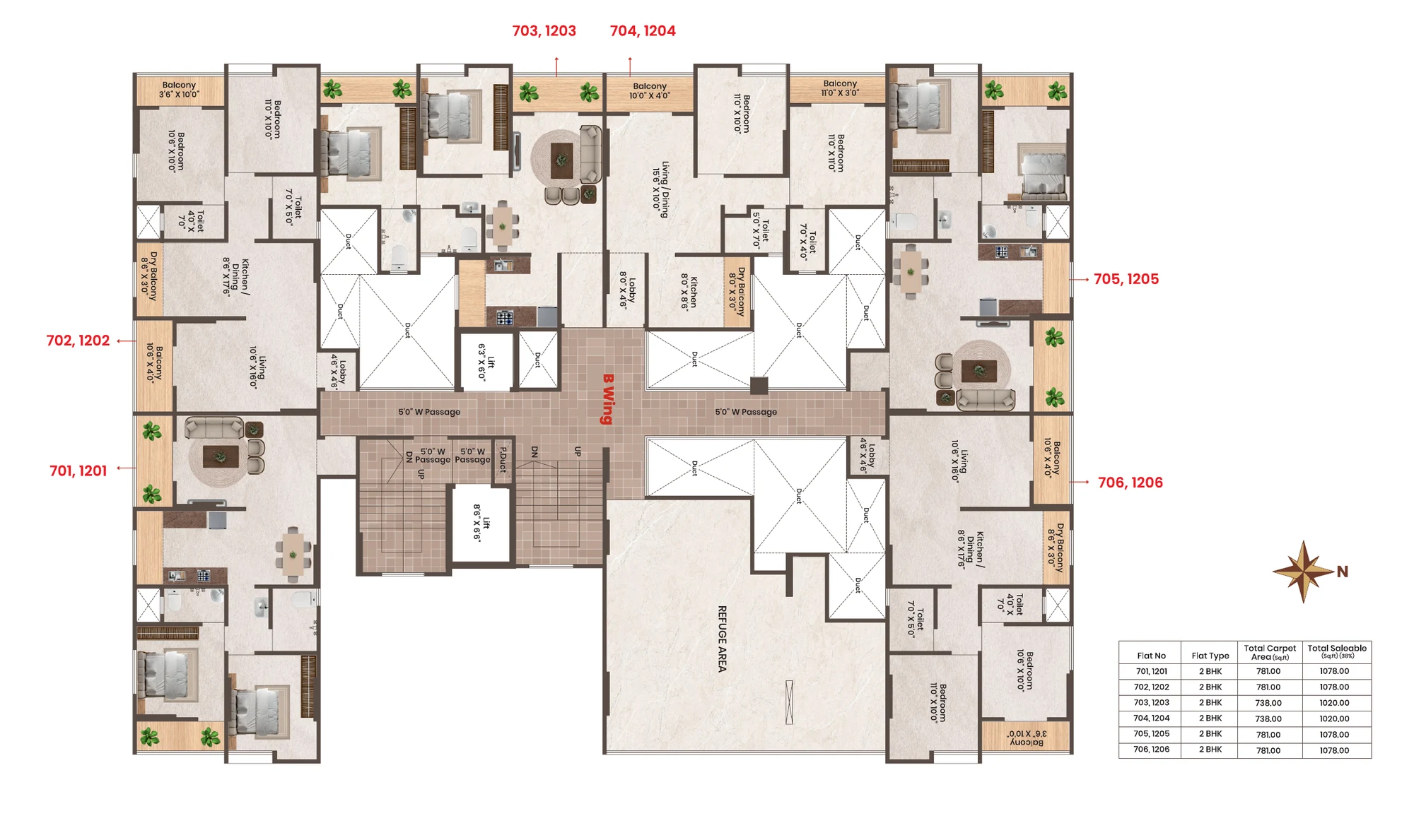 Wing B 7th and 12th floor plan