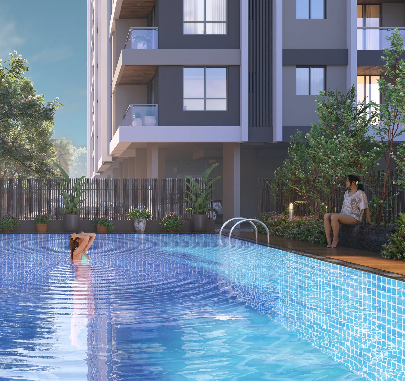 Swimming pool with sun deck